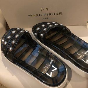 New Marc Fisher clear black sandals